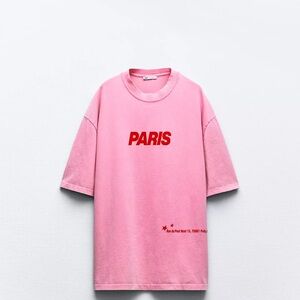 Zara Pink Crew Neck T-Shirt Size L
